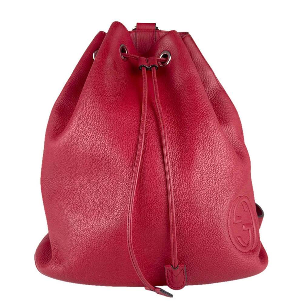 GUCCI Authentic Red Leather Backpack - Picture 1 of 13